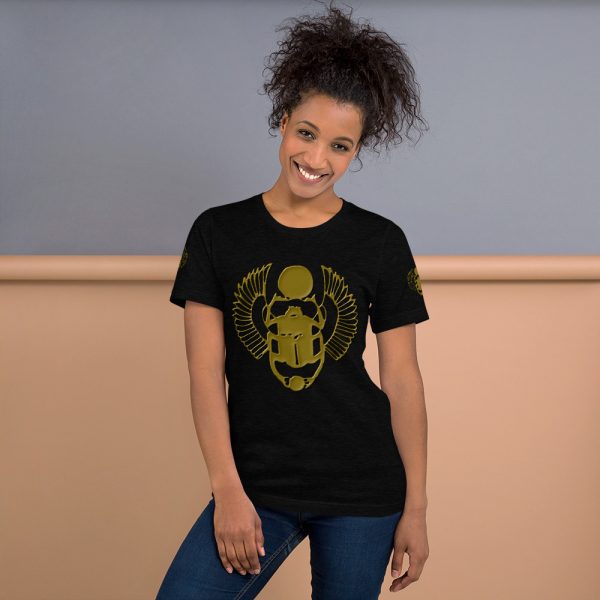 The True World Order "Gold Winged Scarab" Short-Sleeve Unisex T-Shirt, Black Heather