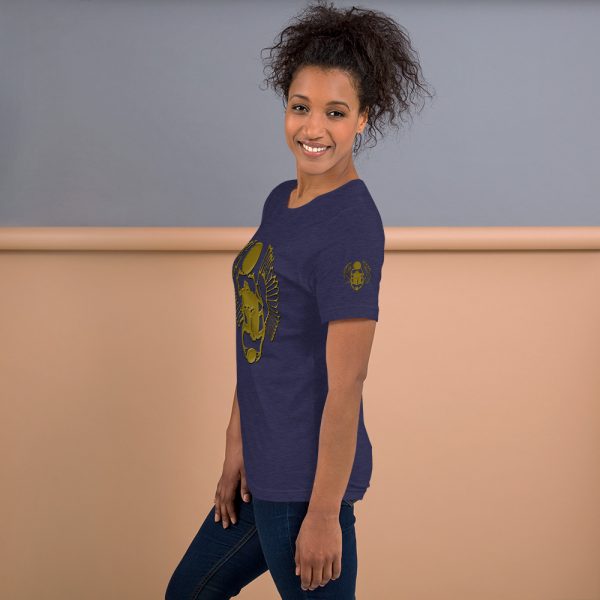 The True World Order "Gold Winged Scarab" Short-Sleeve Unisex T-Shirt, Heather Midnight Navy