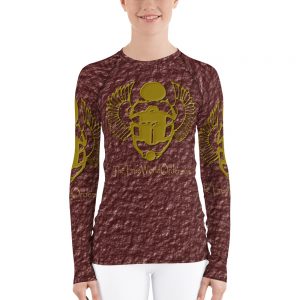 TTWO “Golden Winged Scarab” Women's Rash Guard, Crinkled Chocolate