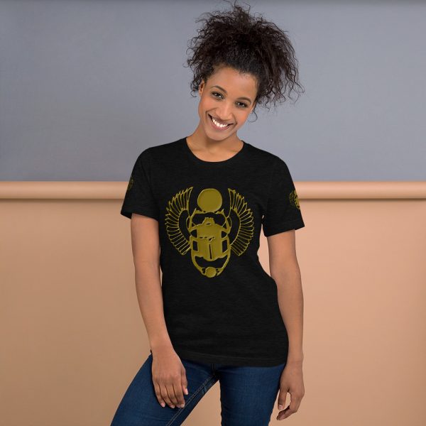 The True World Order "Gold Winged Scarab" Short-Sleeve Unisex T-Shirt, Dark Grey Heather