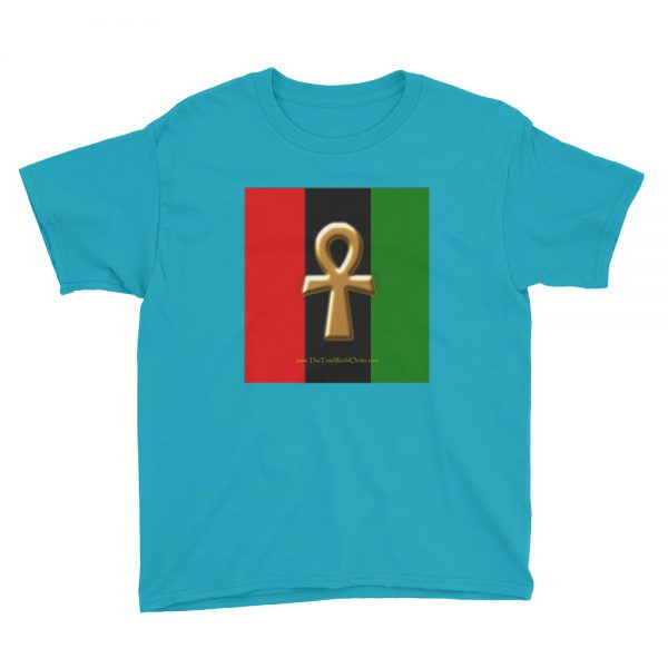 The True World Order “Ankh Key of Life” Youth Short Sleeve T-Shirt, Caribbean Blue