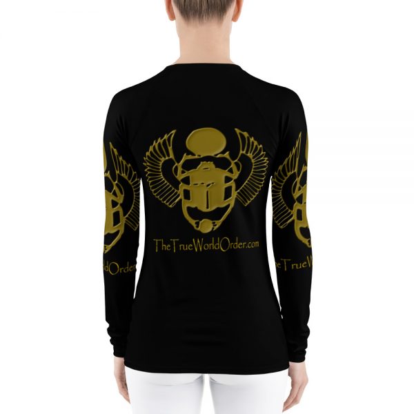 TTWO “Golden Winged Scarab” Women’s Rash Guard, Solid Black