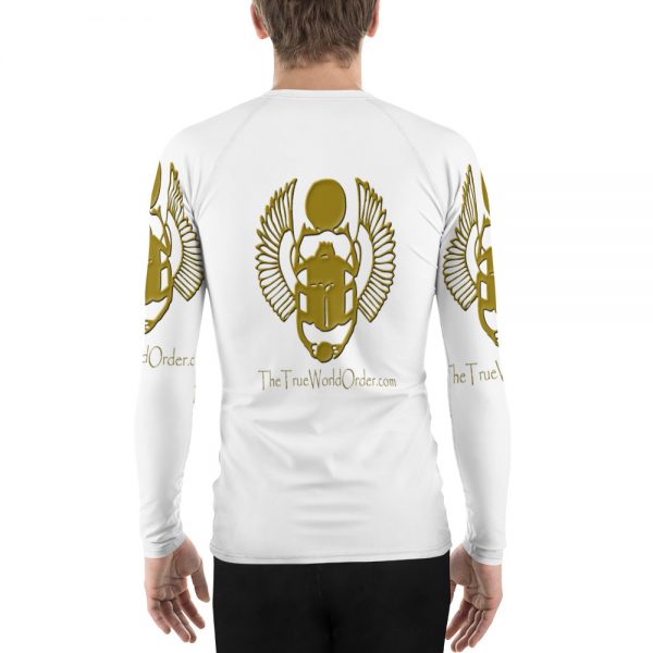 TTWO “Golden Winged Scarab” Men's Rash Guard, Solid White