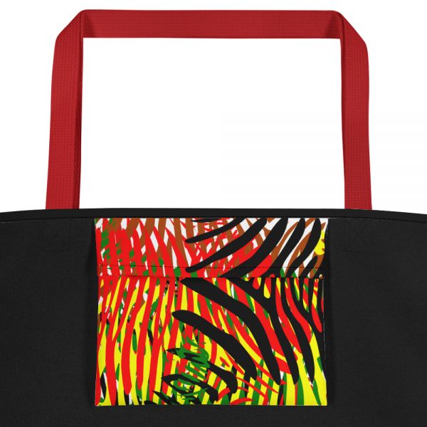 The True world Order "African Colors Zebra Print" Beach Bag, Red, Inner Pocket