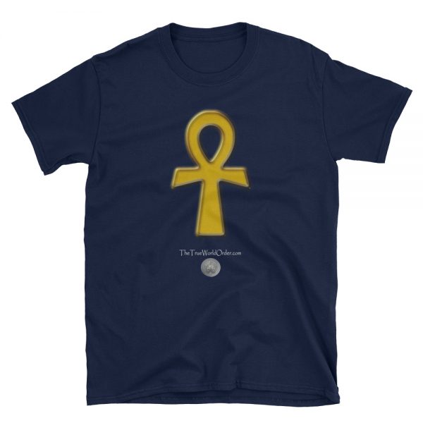 The True World Order “Golden Ankh” Short-Sleeve Unisex T-Shirt, Navy