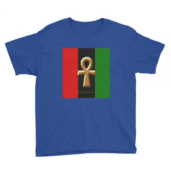 The True World Order “Ankh Key of Life” Youth Short Sleeve T-Shirt, Royal Blue