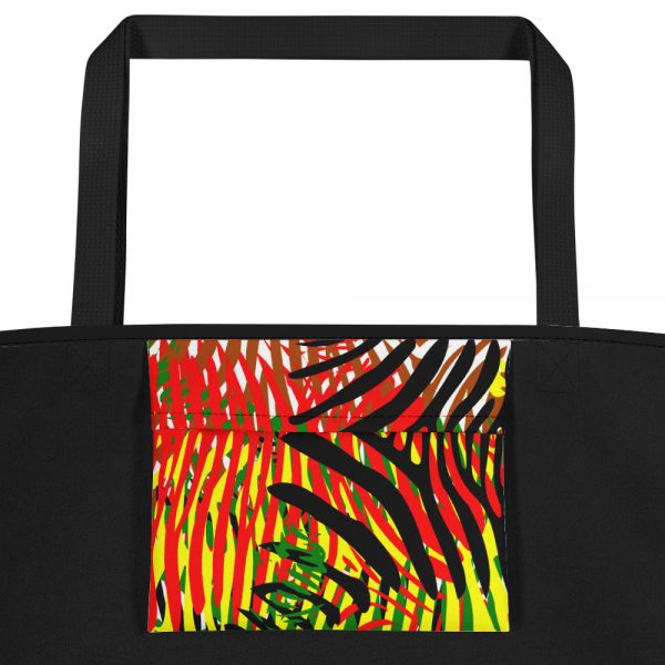 The True world Order "African Colors Zebra Print" Beach Bag, Black, Inner Pocket