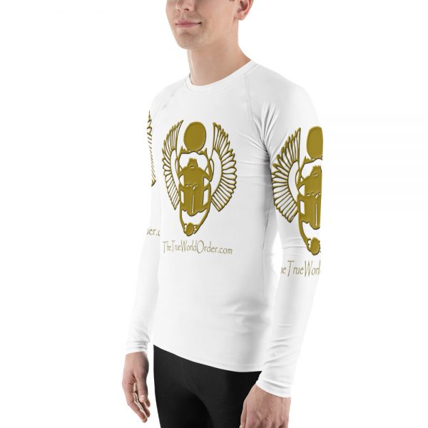 TTWO “Golden Winged Scarab” Men's Rash Guard, Solid White