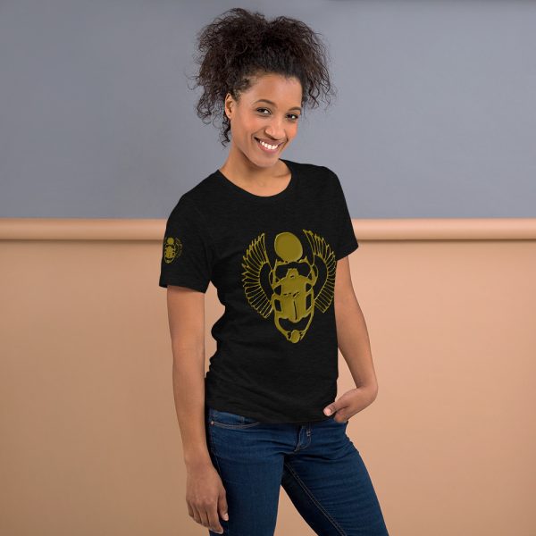 The True World Order "Gold Winged Scarab" Short-Sleeve Unisex T-Shirt, Dark Grey Heather