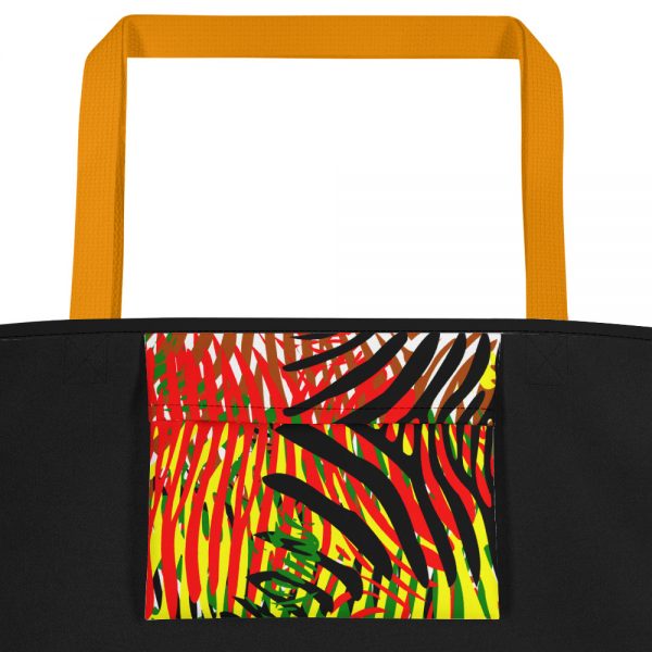 The True world Order "African Colors Zebra Print" Beach Bag, Yellow, Inner Pocket