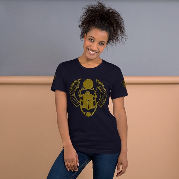 The True World Order "Gold Winged Scarab" Short-Sleeve Unisex T-Shirt, Navy