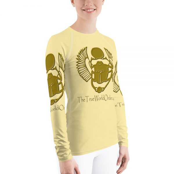 TTWO “Golden Winged Scarab” Women’s Rash Guard, Solid Cream