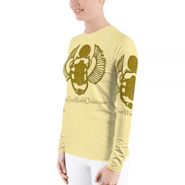 TTWO “Golden Winged Scarab” Women’s Rash Guard, Solid Cream