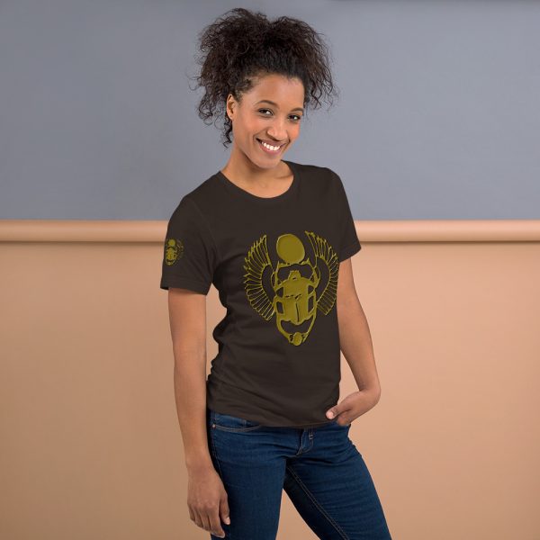 The True World Order "Gold Winged Scarab" Short-Sleeve Unisex T-Shirt, Brown