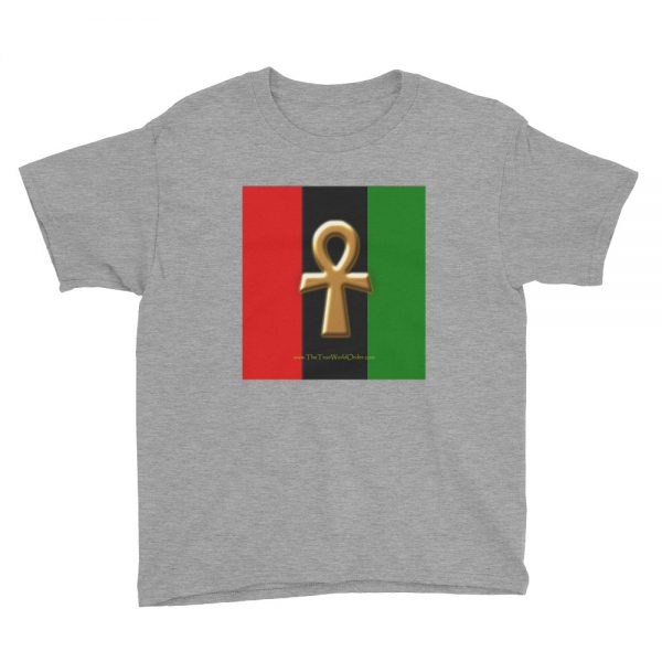 The True World Order “Ankh Key of Life” Youth Short Sleeve T-Shirt, Heather Grey