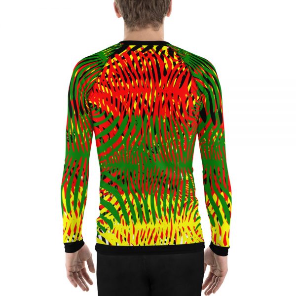 TTWO-African-Colors-Zebra-Print-Mens-Rash-Guard_mockup_Back_On-Model