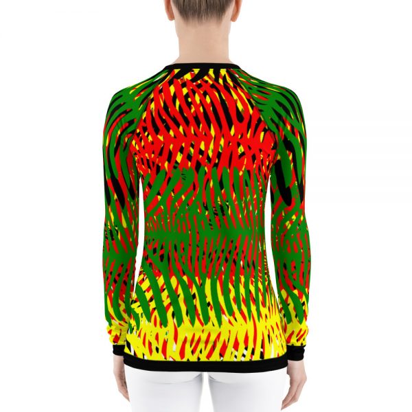 TTWO-African-Colors-Zebra-Print-Womens-Rash-Guard-_mockup_Back_On-Model