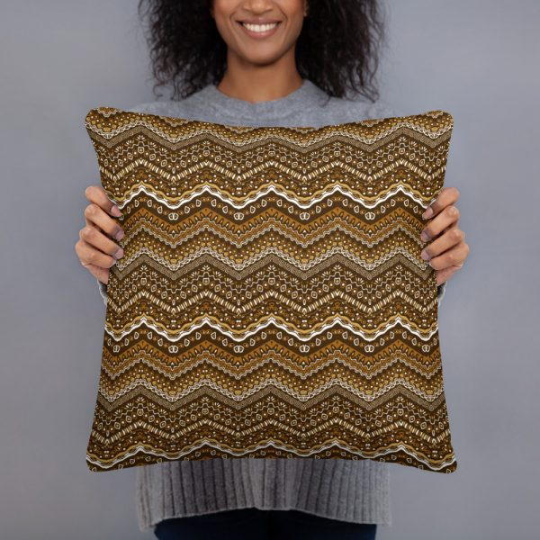 The True World Order "Ethnic Print" All-Over Print Basic Pillow Case w/Stuffing, Brown Tones, 18x18, Front