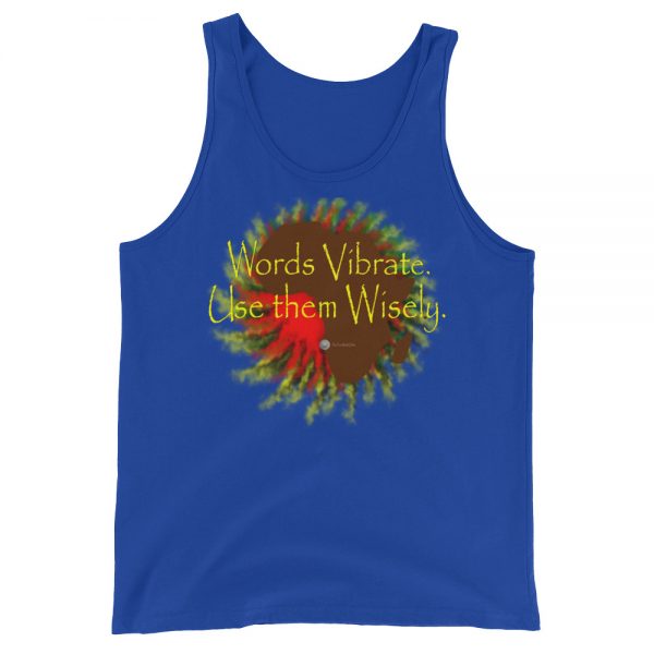 The True World Order "Words Vibrate, Use Them Wisely, Africa" Unisex Jersey Tank with Tear Away Label, True Royal