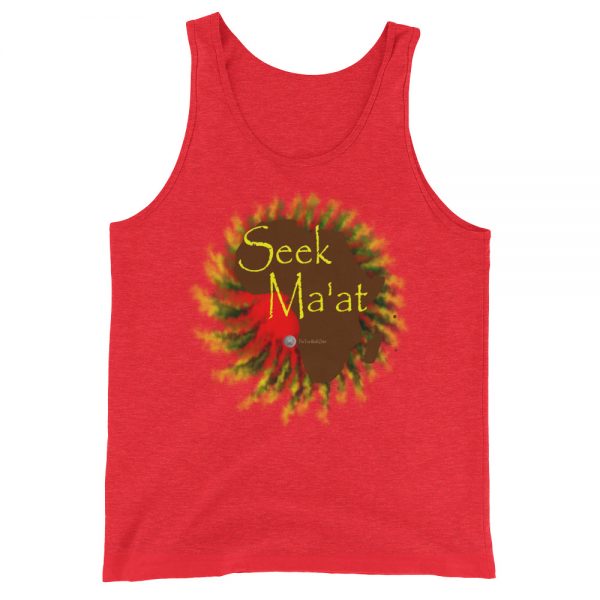 The True World Order "Seek Ma'at, Africa" Unisex Jersey Tank with Tear Away Label, Red Triblend