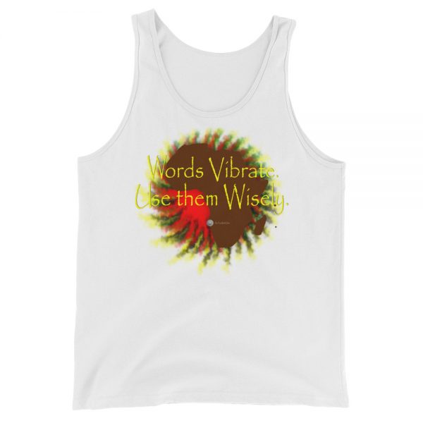 The True World Order "Words Vibrate, Use Them Wisely, Africa" Unisex Jersey Tank with Tear Away Label, White