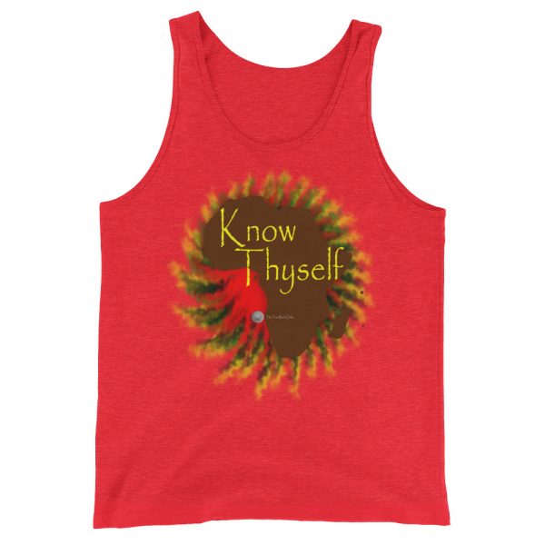 The True World Order "Know Thyself, Africa" Unisex Jersey Tank with Tear Away Label, Red Triblend