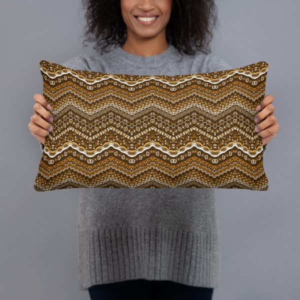 The True World Order "Ethnic Print" All-Over Print Basic Pillow Case w/Stuffing, Brown Tones, 20x12, Front