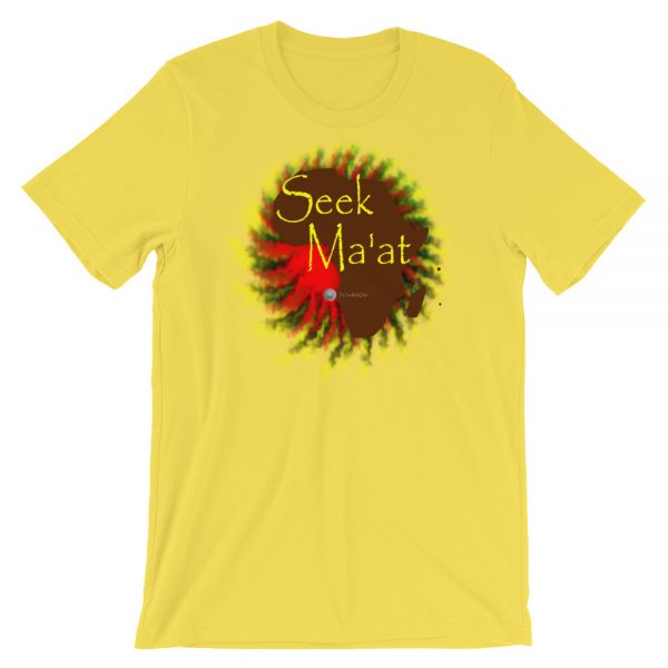 The True World Order "Seek Ma'at, Africa" Unisex Short Sleeve Jersey T-Shirt with Tear Away Label, Yellow