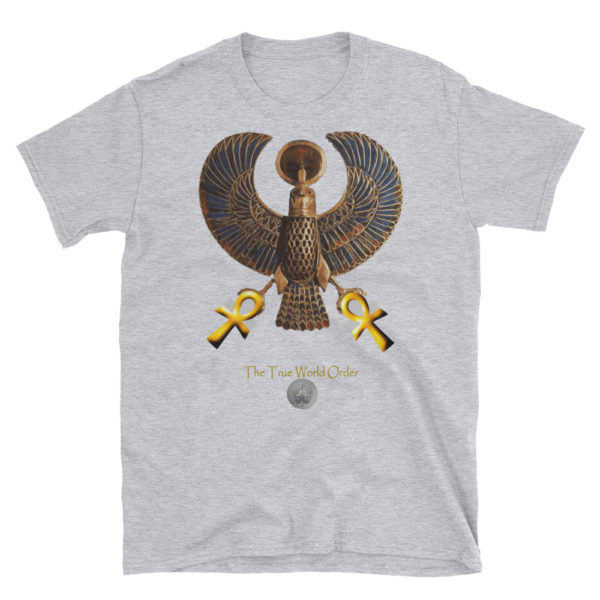 The True World Order "Heru and Two Golden Ankhs" Short-Sleeve Unisex T-Shirt, Sport Grey