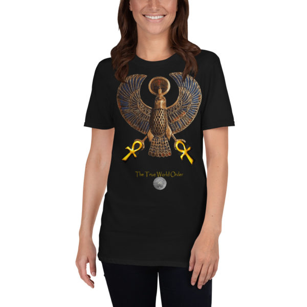 The True World Order "Heru and Two Golden Ankhs" Short-Sleeve Unisex T-Shirt, Black