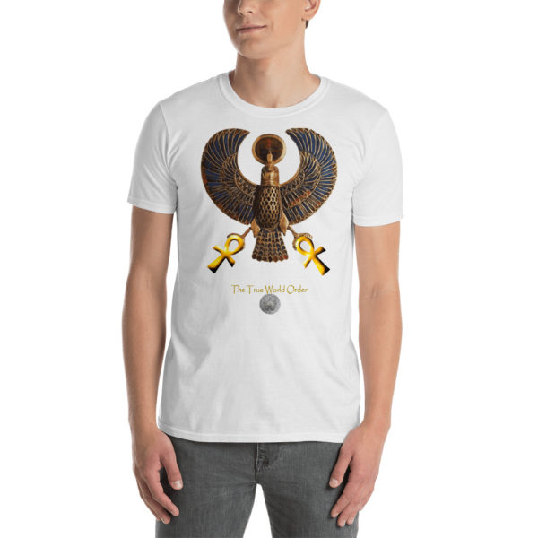 The True World Order "Heru and Two Golden Ankhs" Short-Sleeve Unisex T-Shirt, White