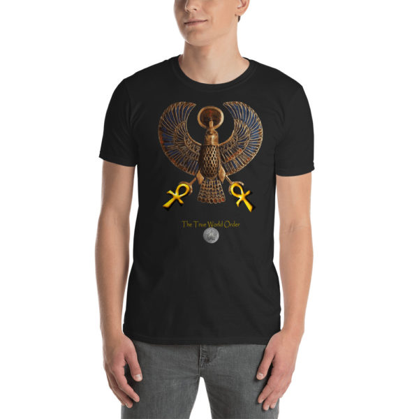 The True World Order "Heru and Two Golden Ankhs" Short-Sleeve Unisex T-Shirt, Black