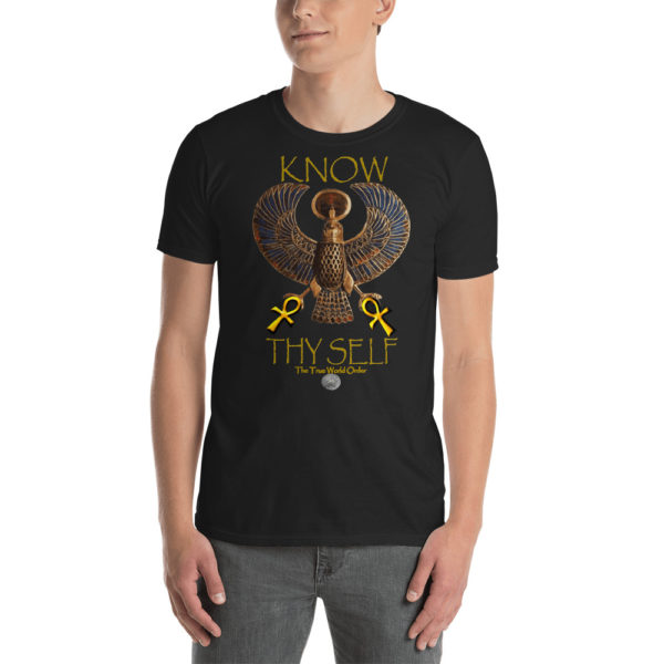 The True World Order "Heru, 2 Golden Ankhs, Know Thy Self" Short-Sleeve Unisex T-Shirt, Black