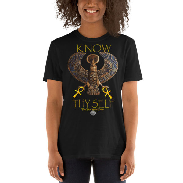 The True World Order "Heru, 2 Golden Ankhs, Know Thy Self" Short-Sleeve Unisex T-Shirt, Black