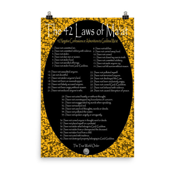 The True World Order "The 42 Laws of Ma'at Set In Stone" Poster, 24x36