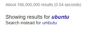 Umbutu search result leading to Ubuntu