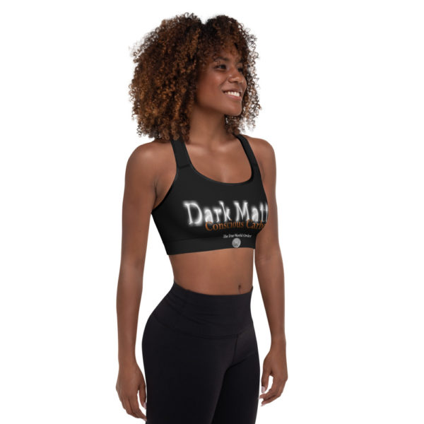 The True World Order "Dark Matter Conscious Carbon" Black Padded Sports Bra Right