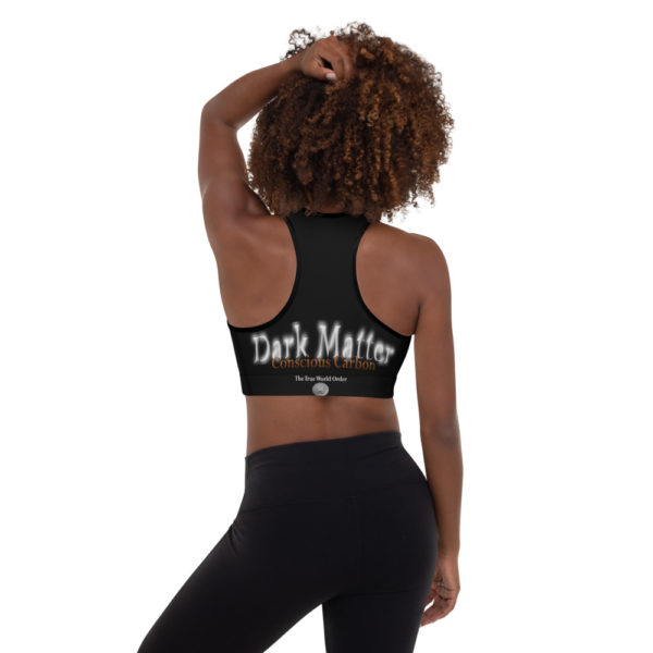 The True World Order "Dark Matter Conscious Carbon" Black Padded Sports Bra Back