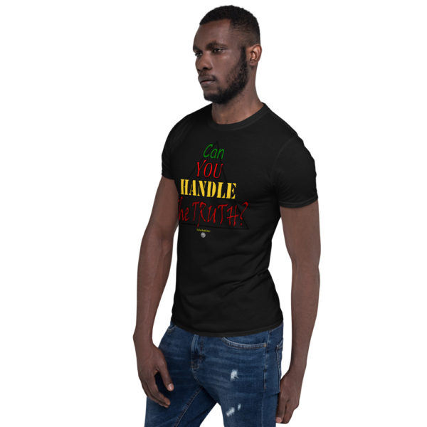 The True World Order "Can You Handle the Truth?" Short-Sleeve Unisex T-Shirt, Left Front Men's Black