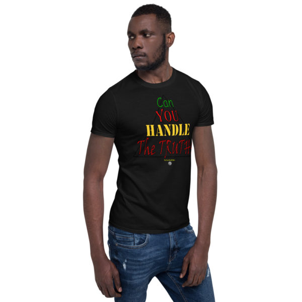 The True World Order "Can You Handle the Truth?" Short-Sleeve Unisex T-Shirt, Right Front Men's Black