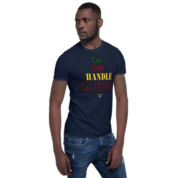 The True World Order "Can You Handle the Truth?" Short-Sleeve Unisex T-Shirt, Right Front Men's Navy