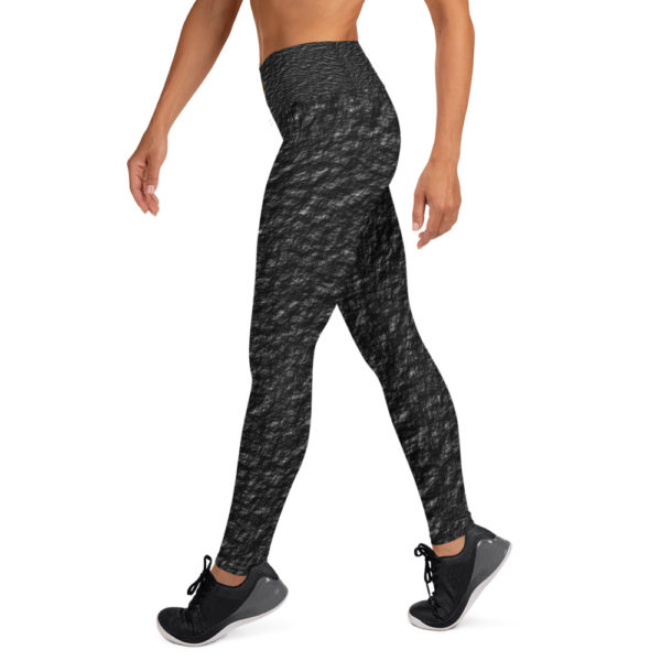 The True World Order “Golden Winged Scarab” Crinkled Black Yoga Leggings, Left