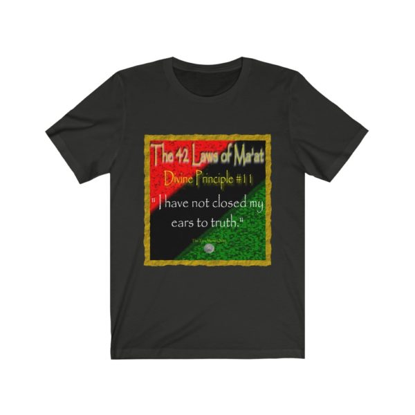 The True World Order “42 Laws of Ma’at, Divine Principle #11” Unisex Jersey Short Sleeve Tee, Vintage Black