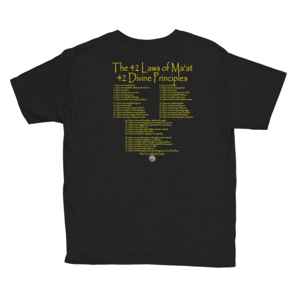 The True World Order Ankh, Know Thy Self, 42 Laws of Ma'at Short-Sleeve Flat, Back