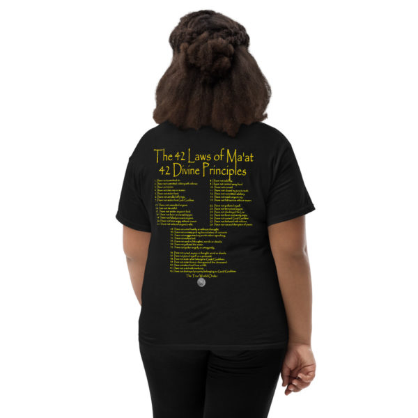 The True World Order Ankh, Know Thy Self, 42 Laws of Ma'at Short-Sleeve Girl, Back