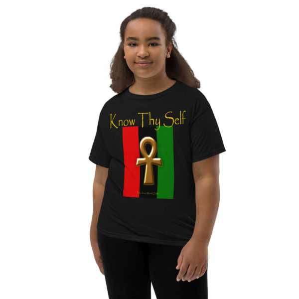 The True World Order Ankh, Know Thy Self, 42 Laws of Ma'at Short-Sleeve Girl, Front