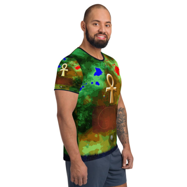 The True World Order "Ankh, Galaxy and Gold Ratio" All-Over Print Men's Athletic T-shirt, Right