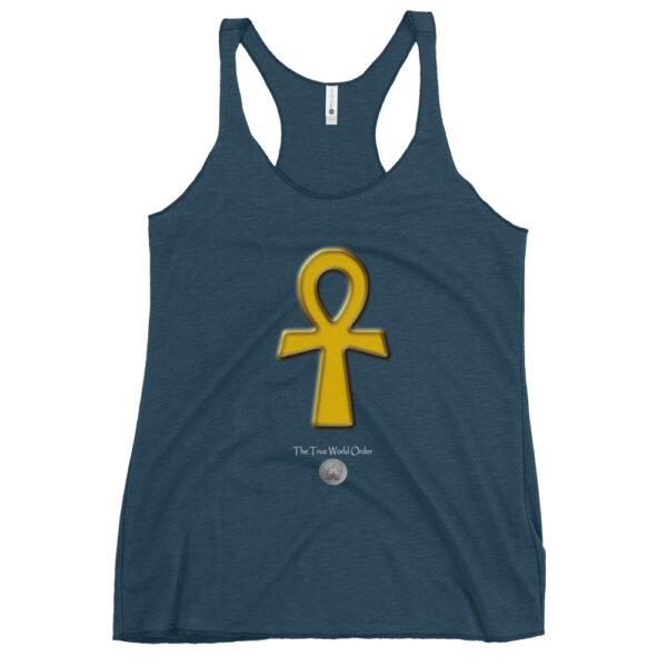 The True World Order “Golden Ankh” Women's Racerback Tank Flat Indigo