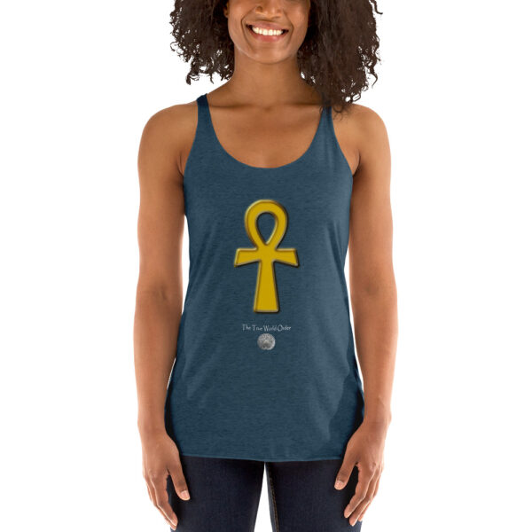 The True World Order “Golden Ankh” Women's Racerback Tank Indigo