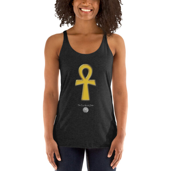 The True World Order “Golden Ankh” Women's Racerback Tank Vintage Black